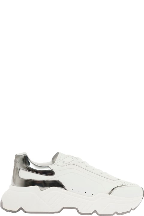 Dolce & Gabbana Man's Daymaster  White And Silver Leather  Sneakers