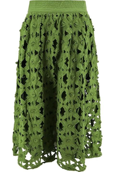 Farm Rio Clothing for Women Farm Rio Cotton Skirt With Floral Embroideries
