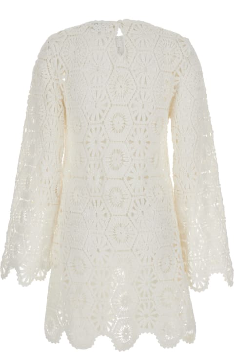 ウィメンズ Sea New Yorkのウェア Sea New York 'lakshmi' White Mini Tunic Dress In Crochet Woman