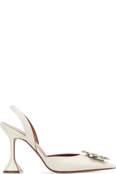 Amina Muaddi Ivory Satin Begum Pumps