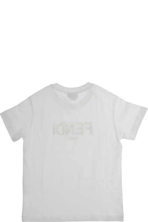 Fashion for Kids Fendi White Crewneck T-shirt With Logo Lettering On The Front In Cotton Jersrey Girl