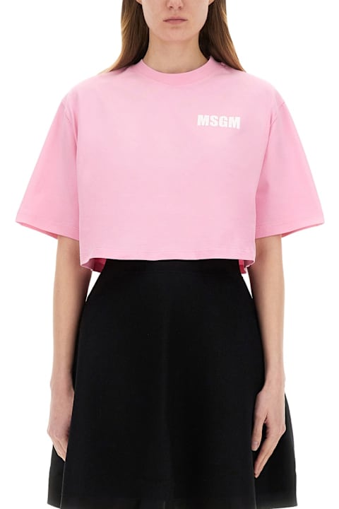 MSGM ملابس علوية لـ السيدات MSGM Cropped T-shirt With Logo