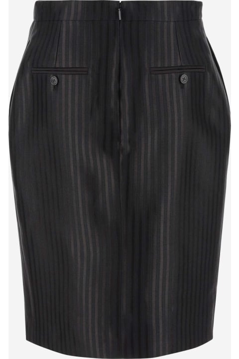 Pants & Shorts for Women Saint Laurent Wool And Silk Skirt With Striped Pattern