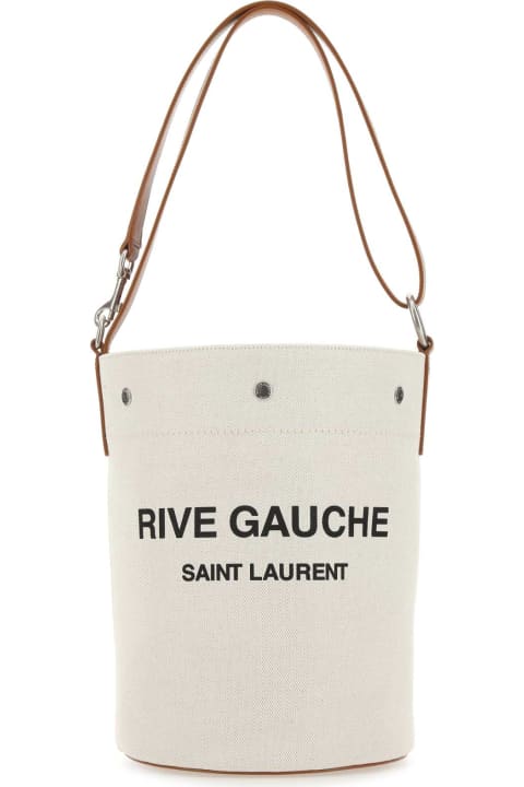 Saint Laurent Bags for Women Saint Laurent Two-tone Canvas And Leather Medium Rive Gauche Bucket Bag