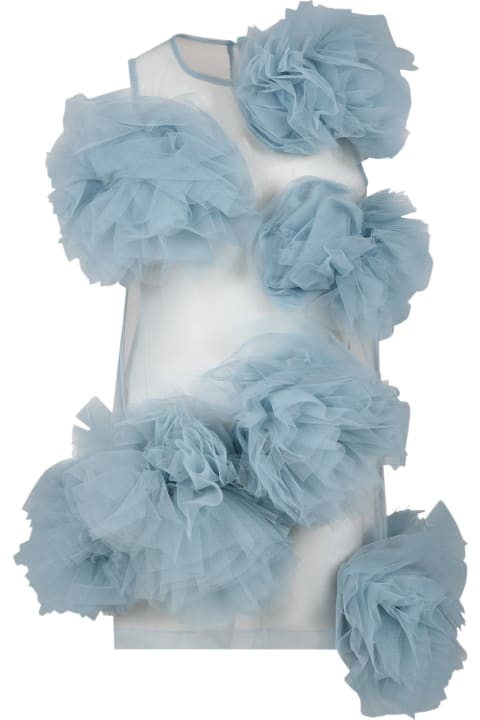 Caroline Bosmans for Girls Caroline Bosmans Light Blue Dress For Girl With Flowers