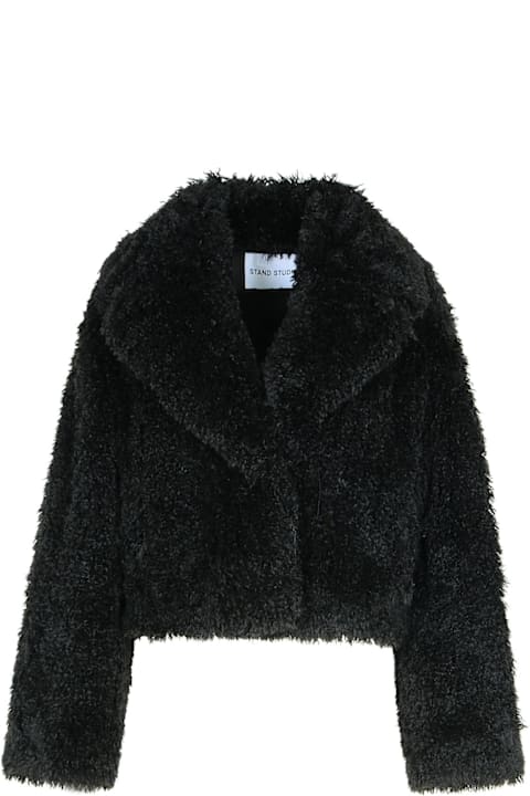 STAND STUDIO Coats & Jackets for Women STAND STUDIO 'samara' Black Polyester Faux Fur Coat