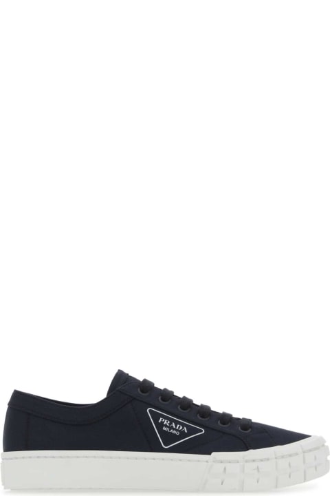 Shoes for Men Prada Navy Blue Canvas Sneakers