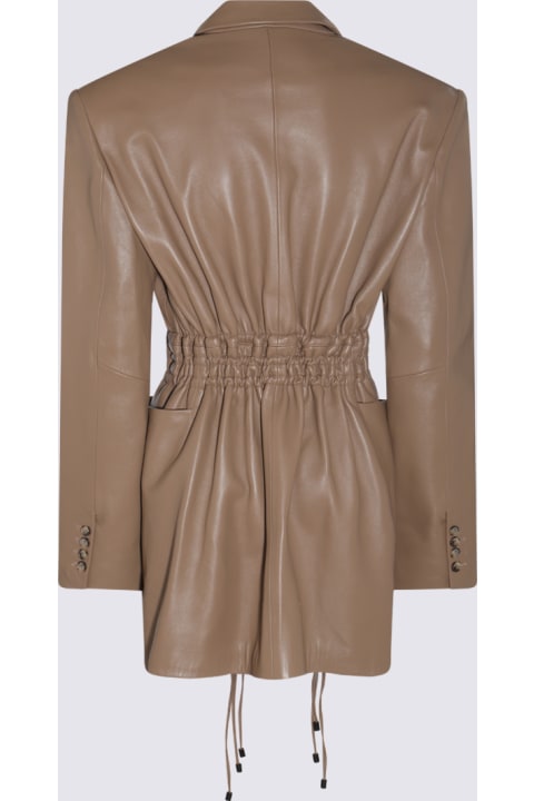 The Mannei Clothing for Women The Mannei Taupe Leather Irbid Blazer