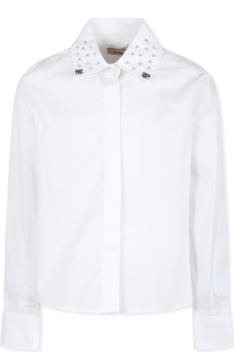 Pinko for Girls Pinko White Shirt For Girl With Crystals