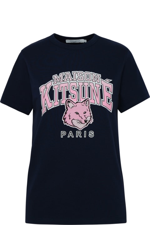 Maison Kitsuné for Women Maison Kitsuné Blue Cotton T-shirt