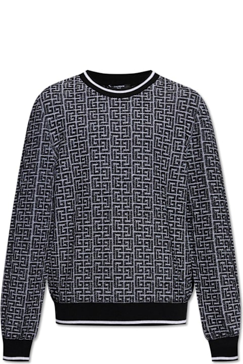 Sweaters for Men Balmain Monogrammed Jacquard Knit Sweater