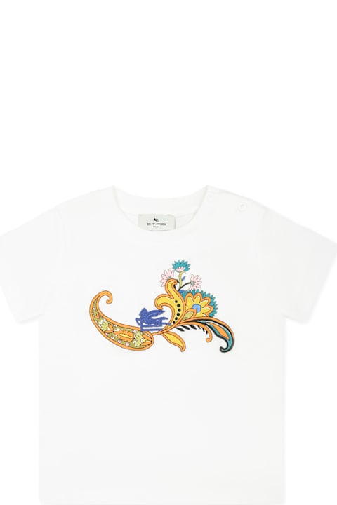 Homeware Etro White T-shirt For Baby Girl With Floral Motif