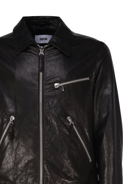 Mauro Grifoni Coats & Jackets for Men Mauro Grifoni Down Jacket Biker In Leather