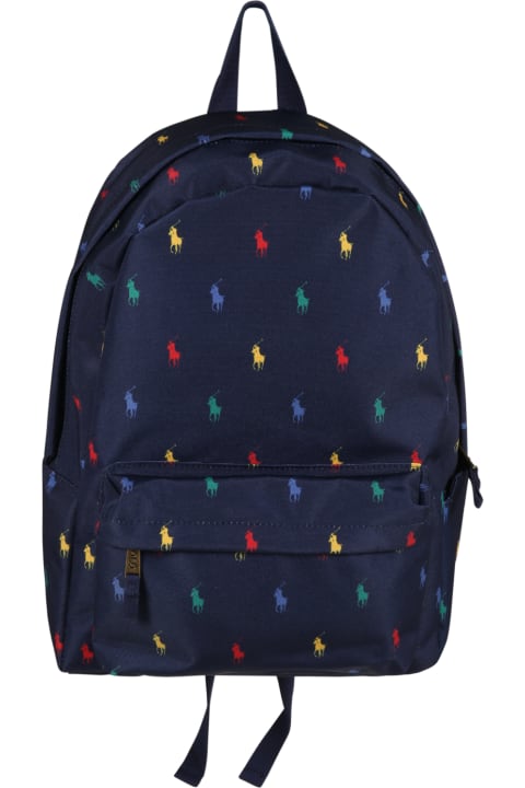 ボーイズ Ralph Laurenのアクセサリー＆ギフト Ralph Lauren Blue Backpack For Kids With Pony Logos