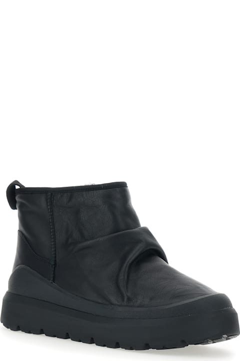 Homeware UGG 'heritage Utility' Black Ankle Boots With Ruffle Detail In Leather Man