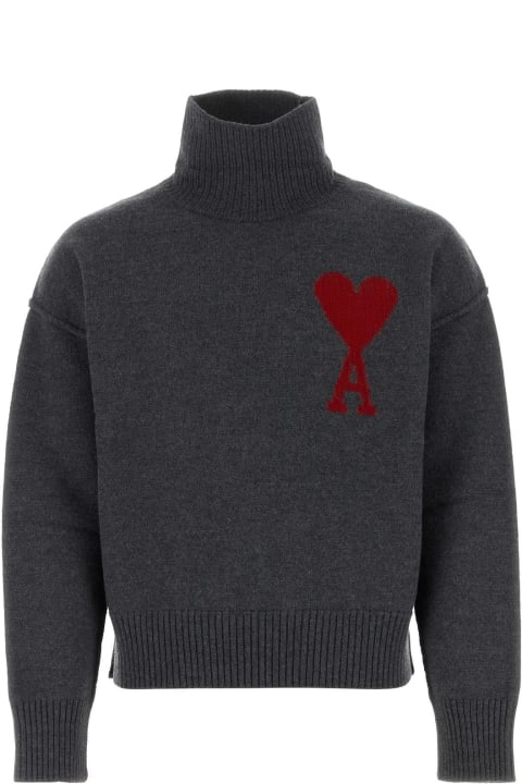 Ami Alexandre Mattiussi for Men Ami Alexandre Mattiussi Dark Grey Wool Oversize Sweatshirt