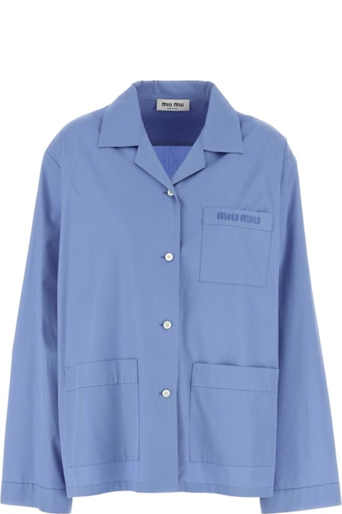 Miu Miu Sale for Women Miu Miu Cerulean Blue Poplin Shirt