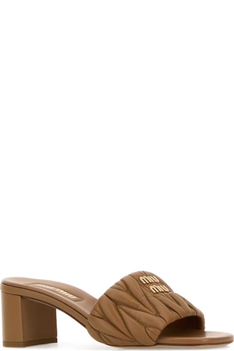 Miu Miu Camel Nappa Leather Mules
