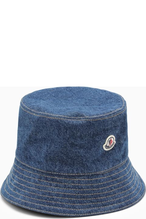 Moncler Hats for Women Moncler Blue Denim Hat With Logo