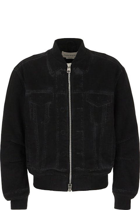 Fashion for Men Alexander McQueen Black Denim Padded Bomber Jacket