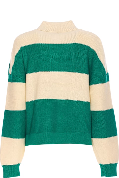 Essentiel Antwerp for Women Essentiel Antwerp Hamam Striped Knitted Polo With Rhinestone And Bead Embrodery
