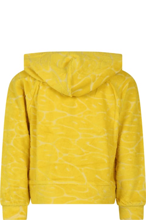 Molo Topwear for Girls Molo Yellow Sweatshirt For Girl With Smiley