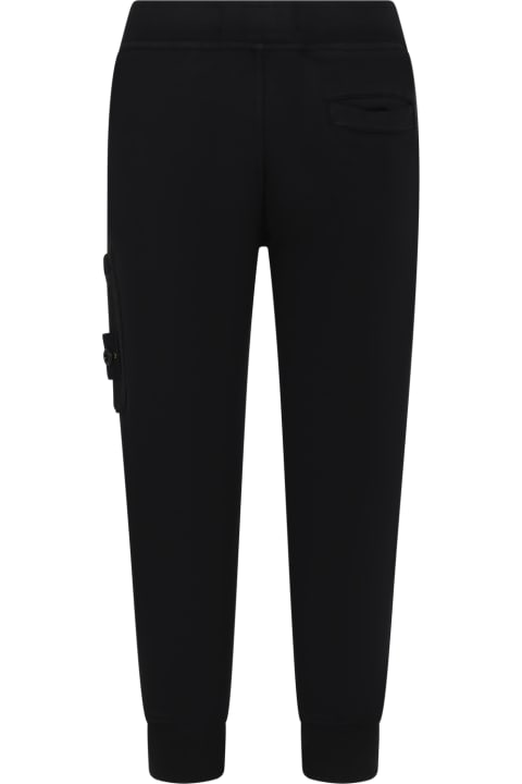 Stone Island Junior Bottoms for Girls Stone Island Junior Black Trousers For Boy With Iconic Logo