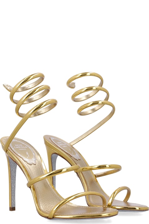 René Caovilla Cleo Sandals In Metallic Gold