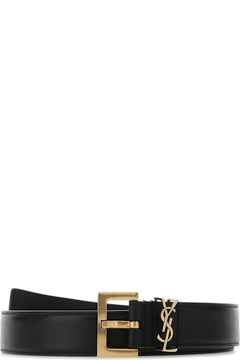 Saint Laurent Black Leather Belt