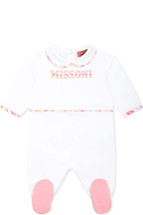 Missoni for Kids Missoni Pink Babygrow Set For Baby Girl With Logo
