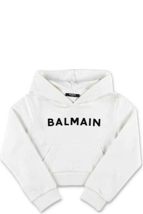 Balmain Sweaters & Sweatshirts for Girls Balmain Cropped Hoodie Logo