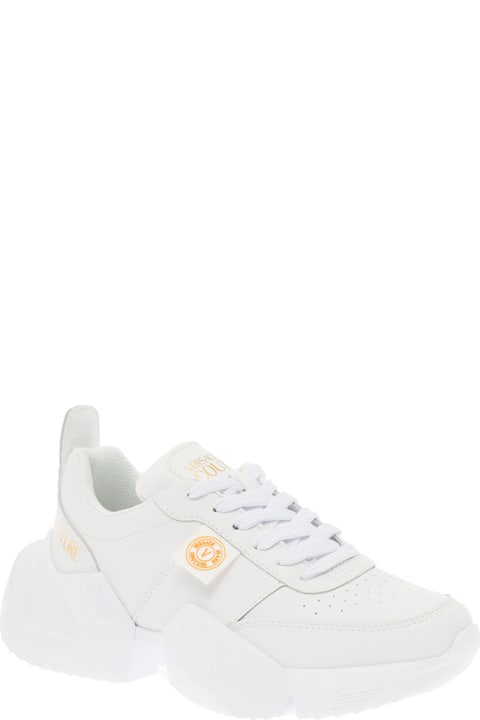 Versace Jeans Couture Women's White Leather Sneakers With Logo