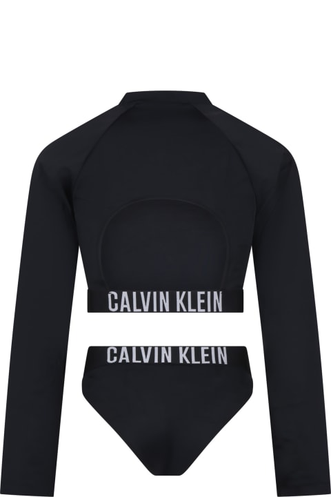 Calvin Klein T-Shirts & Polo Shirts for Girls Calvin Klein Anti Uv Black Set For Girl With Logo