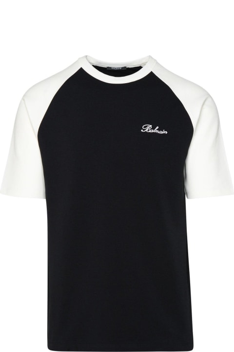 Balmain Topwear for Men Balmain Round Neck Logo Embroidered T-shirt