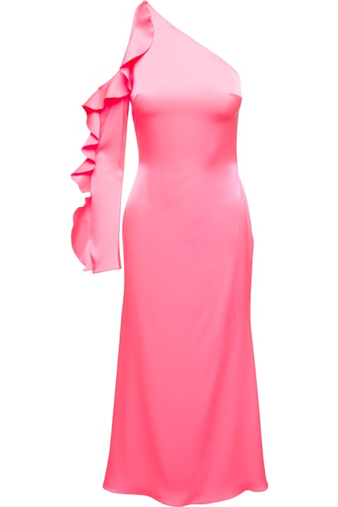 David Koma Dresses for Women David Koma Pink Monoshoulder Dress With Ruches Detailing In Acetate Woman