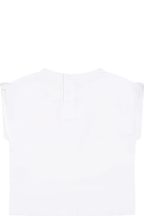 Billieblush T-Shirts & Polo Shirts for Baby Girls Billieblush White T-shirt For Baby Girl With Multicolor Print