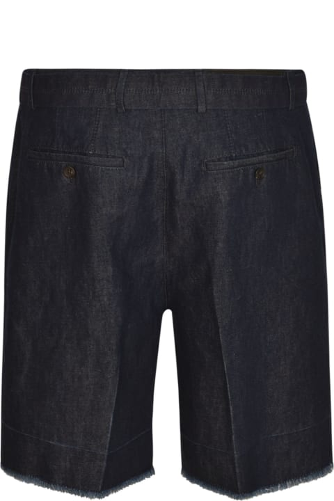Pants for Men Lanvin Fringe Hem Belted Denim Shorts