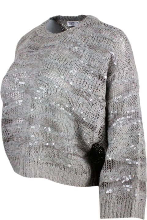 Sweaters for Women Brunello Cucinelli Animal Print Sweater In Silk, Linen And Hemp.