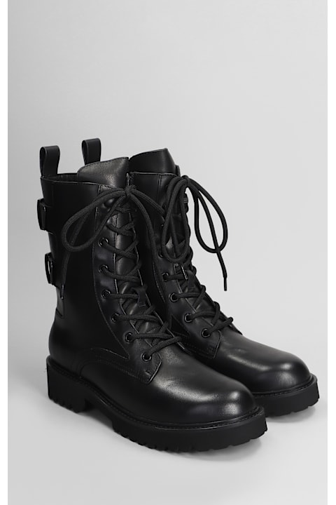 Lola Cruz Boots for Women Lola Cruz Asia Combat Boots In Black Leather