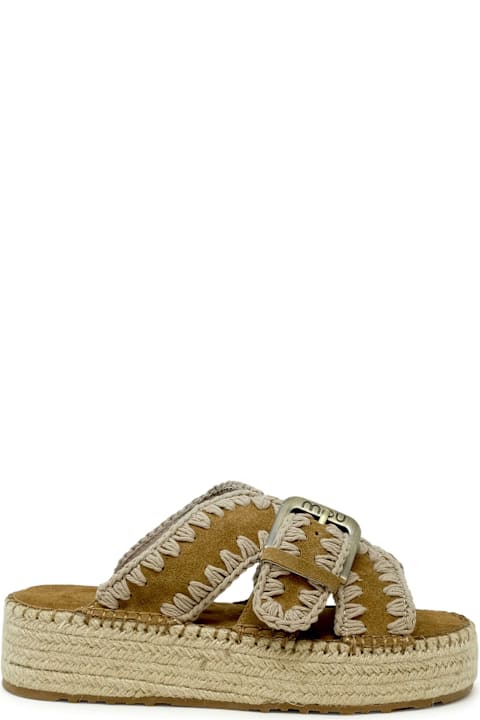 Mou Sandals for Women Mou Mou Sw641003a Jute Cognac Suede Sandals