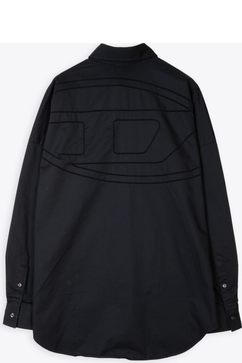 Diesel for Men Diesel S-limo-logo Camicia Black Cotton Oversized Shirt With Oval-d Logo - S Limo Logo