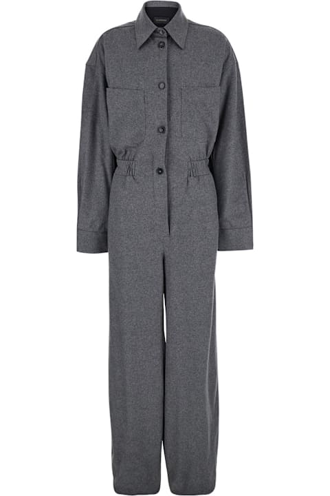 The Andamane Jumpsuits for Women The Andamane 'tania' Grey Jumpsuit With Pleated Details In Wool Woman