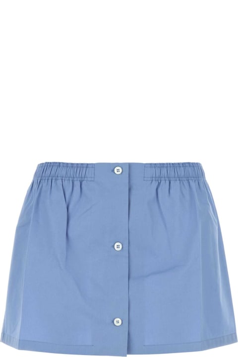 Miu Miu Skirts for Women Miu Miu Air Force Blue Poplin Mini Skirt