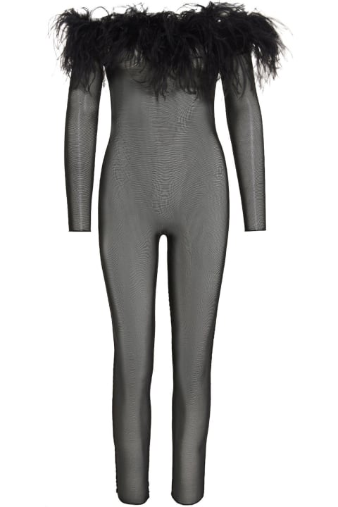 Oseree for Women Oseree Feather Entire Mesh Bodysuit