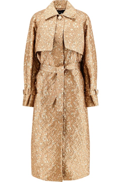 معاطف وجواكت لـ السيدات Max Mara Salsa Oversize Jacquard Fabric Trench With Mosaic Effect