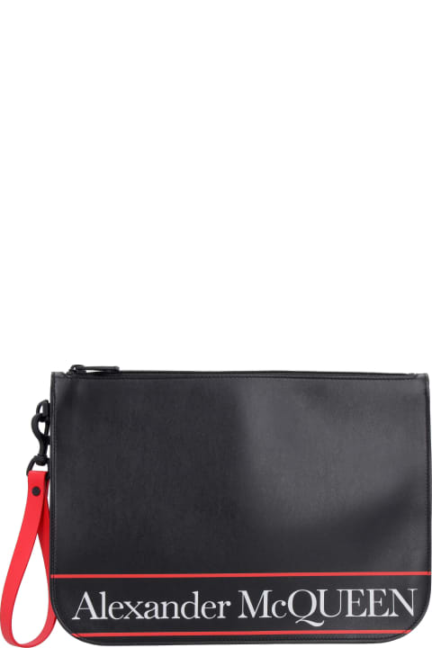 Bags for Men Alexander McQueen Logo Detail Flat Leather Pouch