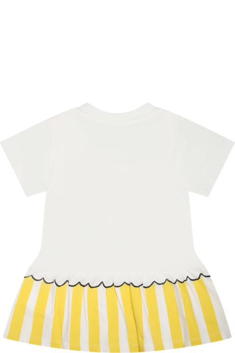 Stella McCartney Kids Kids Stella McCartney Kids White Dress For Baby Girl With Multicolor Print