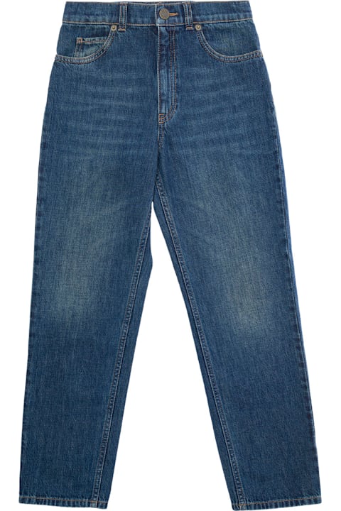 Homeware Gucci Blue Five Pocket Jeans With Logo Patch In Denim Boy
