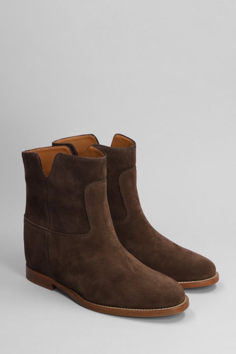 Ankle Boots Inside Wedge In Brown Suede