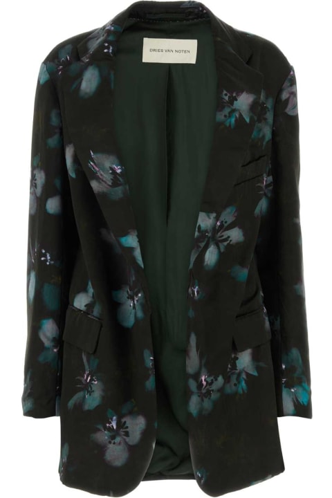 Dries Van Noten Coats & Jackets for Women Dries Van Noten Printed Satin Blazer